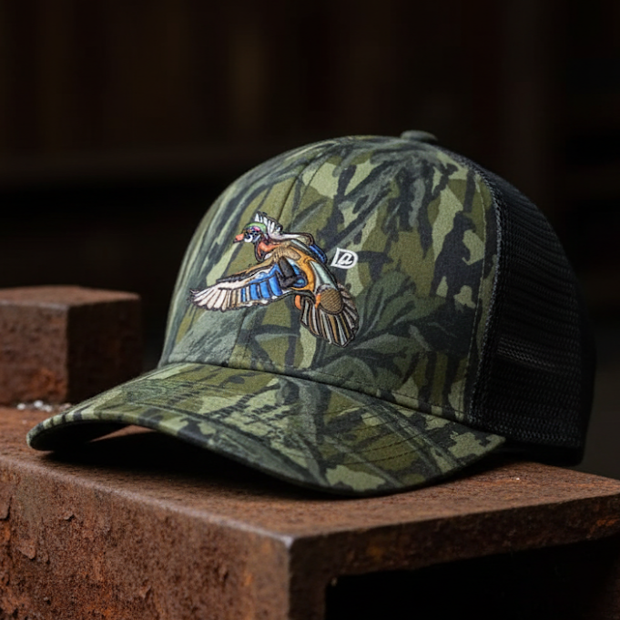 Mossy Oak Slate Flying Wood Duck Hats