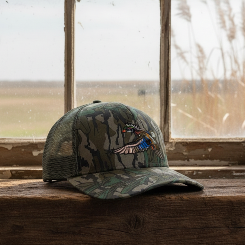 Mossy Oak Slate Flying Wood Duck Hats