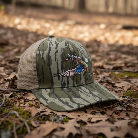Mossy Oak Slate Flying Wood Duck Hats